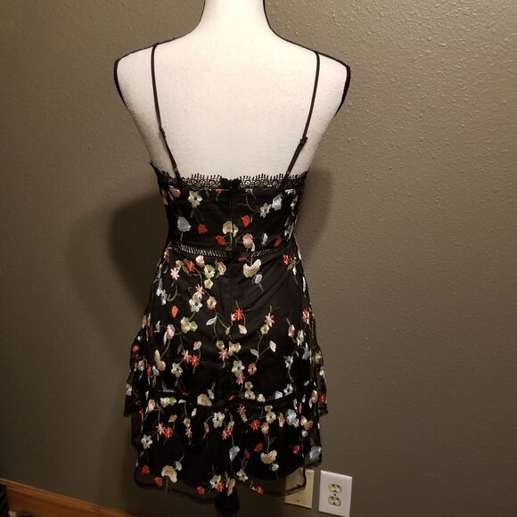 Jack by BB Dakota 2 Dress Mini Embroidered Floral Mesh Black Lined Whimsigoth - Picture 4 of 8